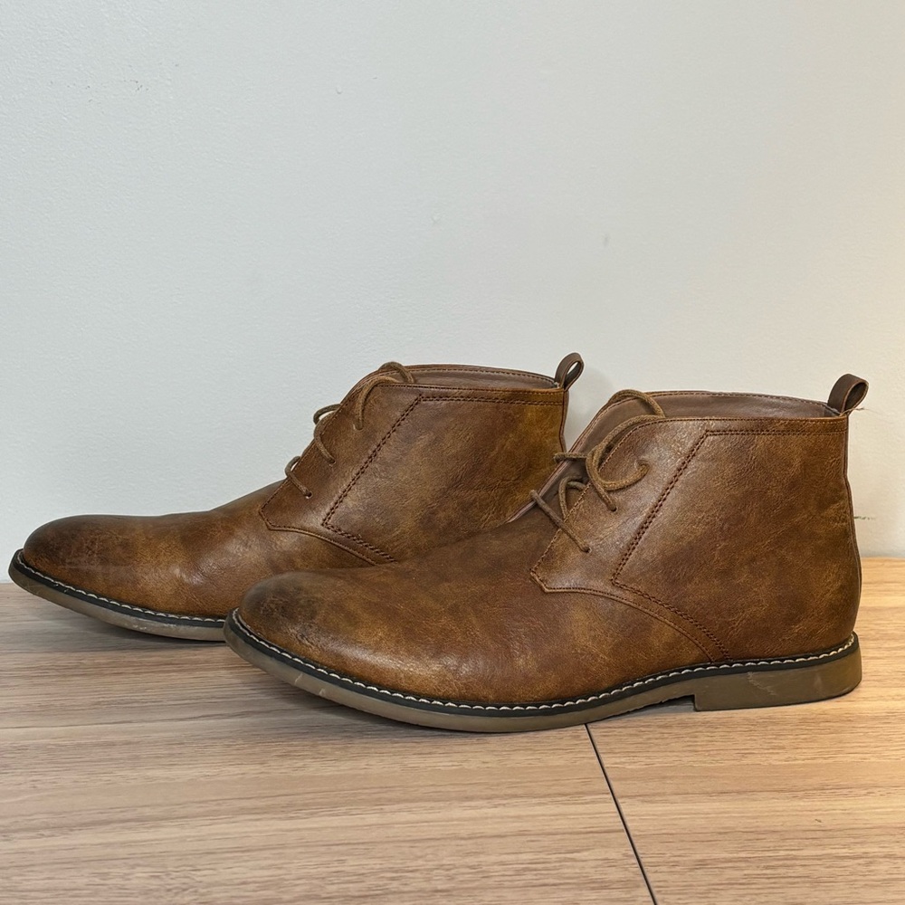 Tan Camel Brown Men's Lace Up Ankle Chukka Oxford Boot 9.5 - Picture 4 of 9
